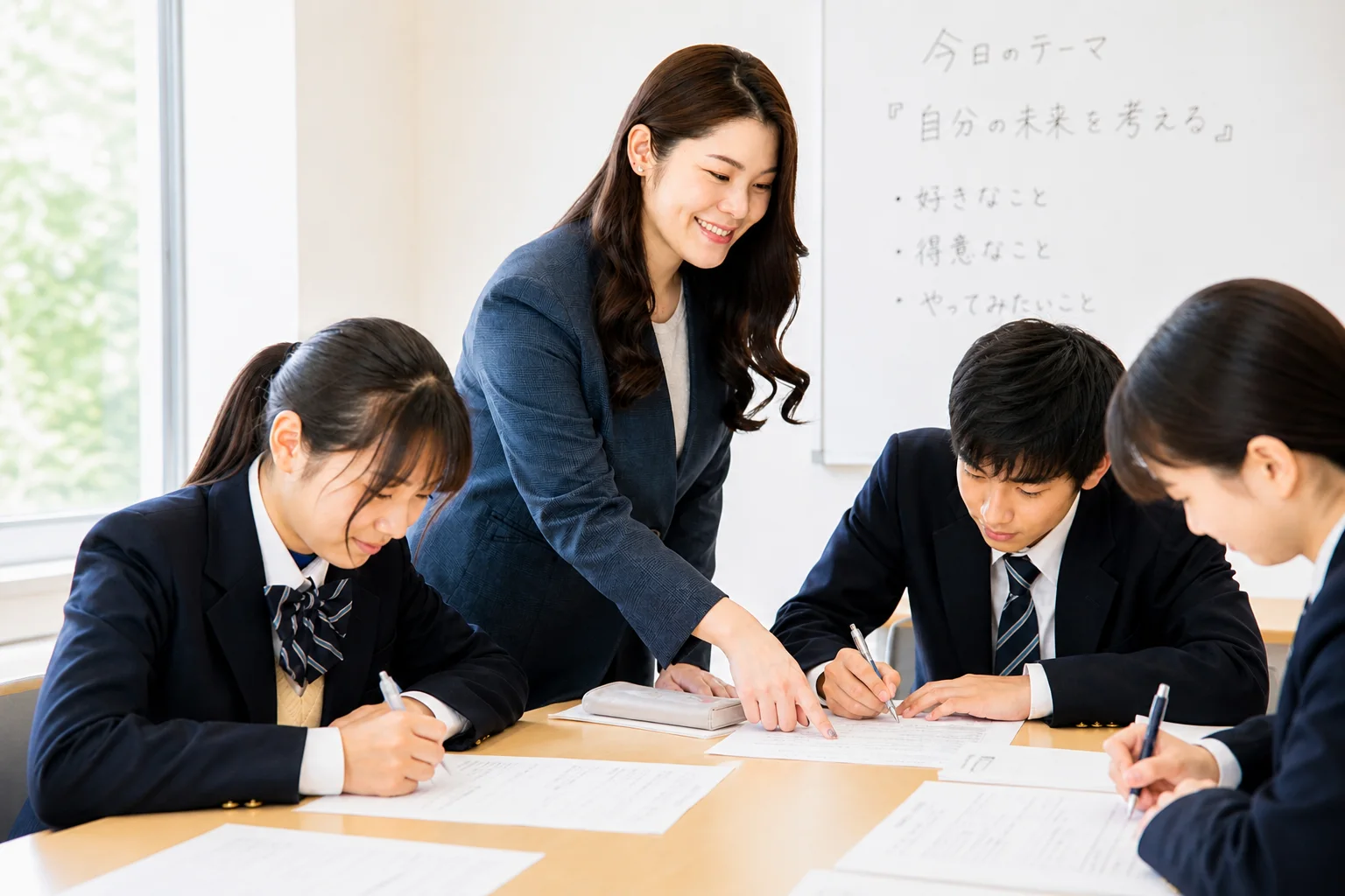 先生と生徒が自分の未来を考える授業の様子